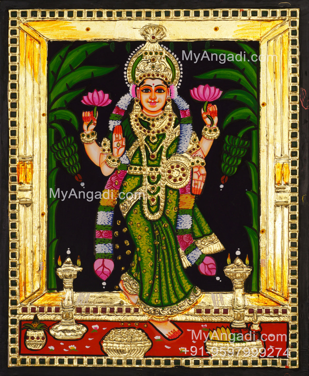 Grahalakshmi Tanjore Painting, Graha Lakshmi Tanjore Painting