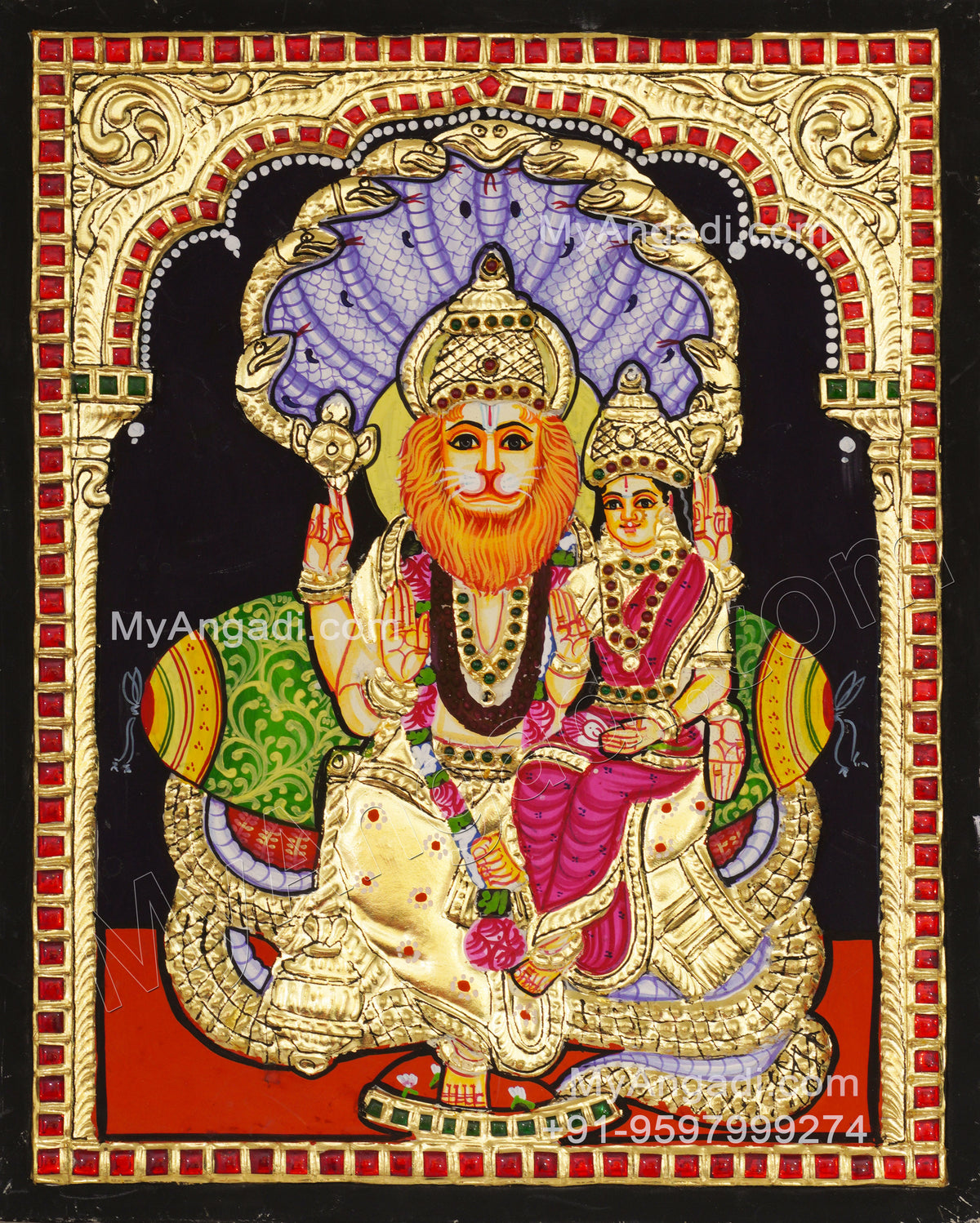 Narasimar Tanjore Painting, Lakshmi Narasimhar Tanjore Painting