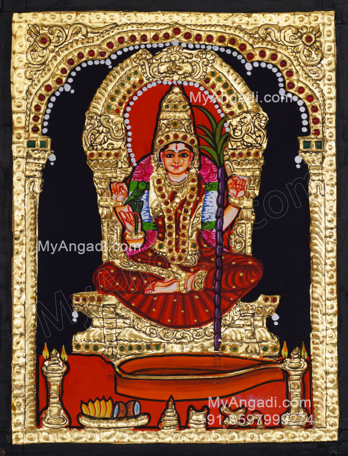 Kamatchi Amman Tanjore Painting