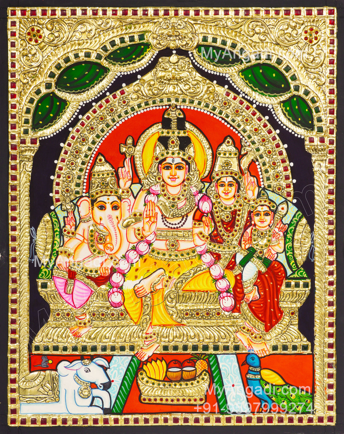 Shiva Parivar Tanjore Painting