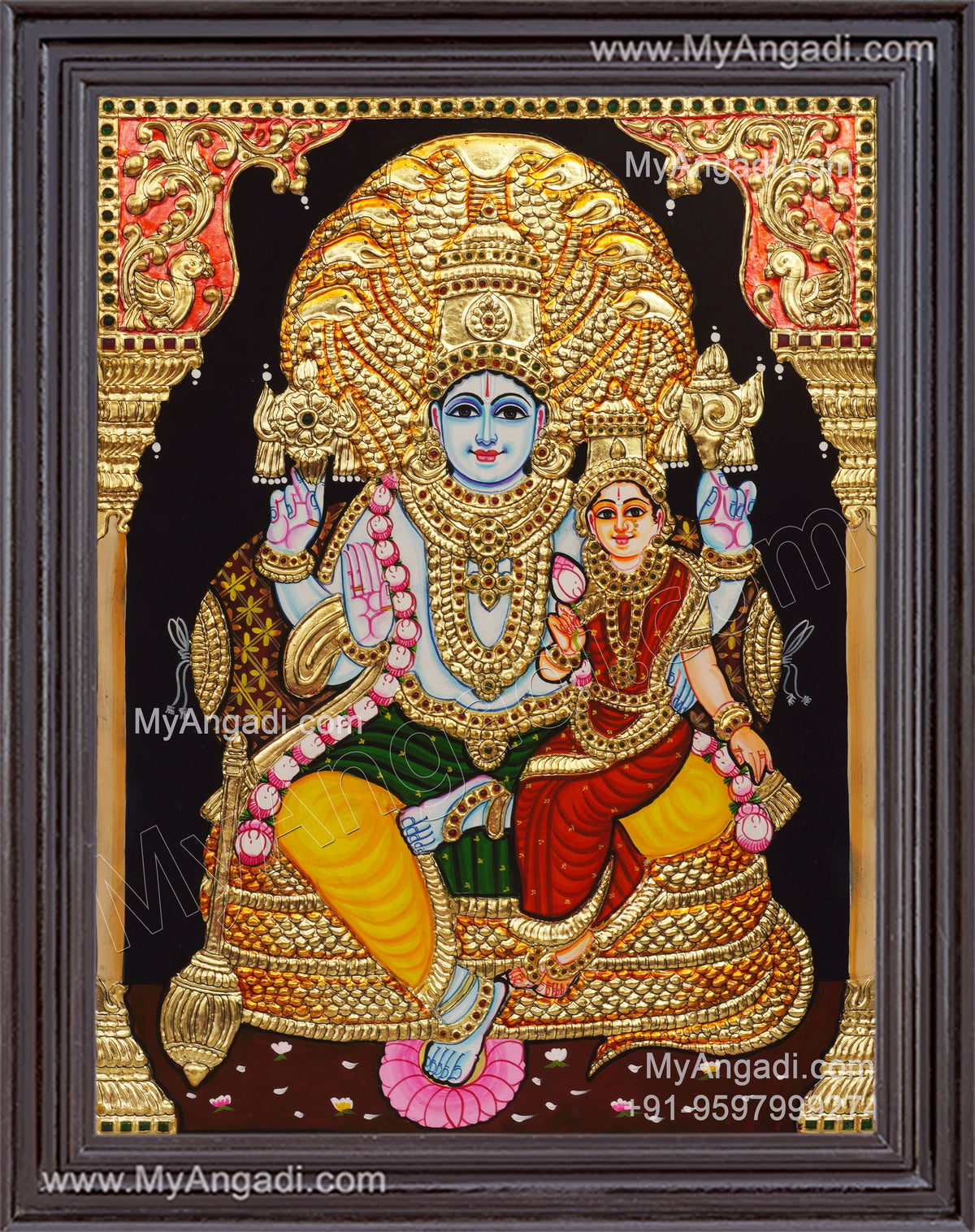Perumal and Lakshmi Devi Tanjore Painting