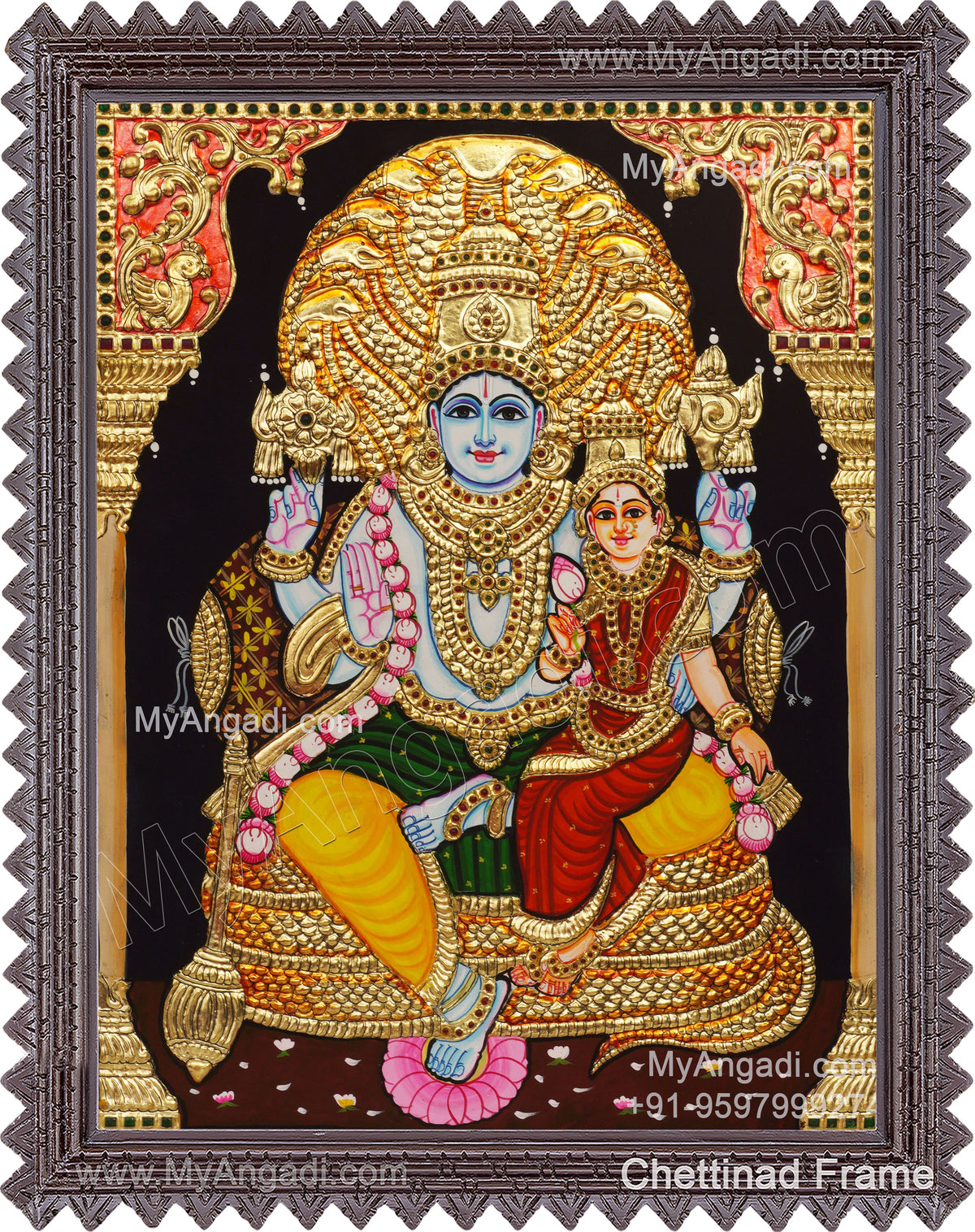 Perumal and Lakshmi Devi Tanjore Painting