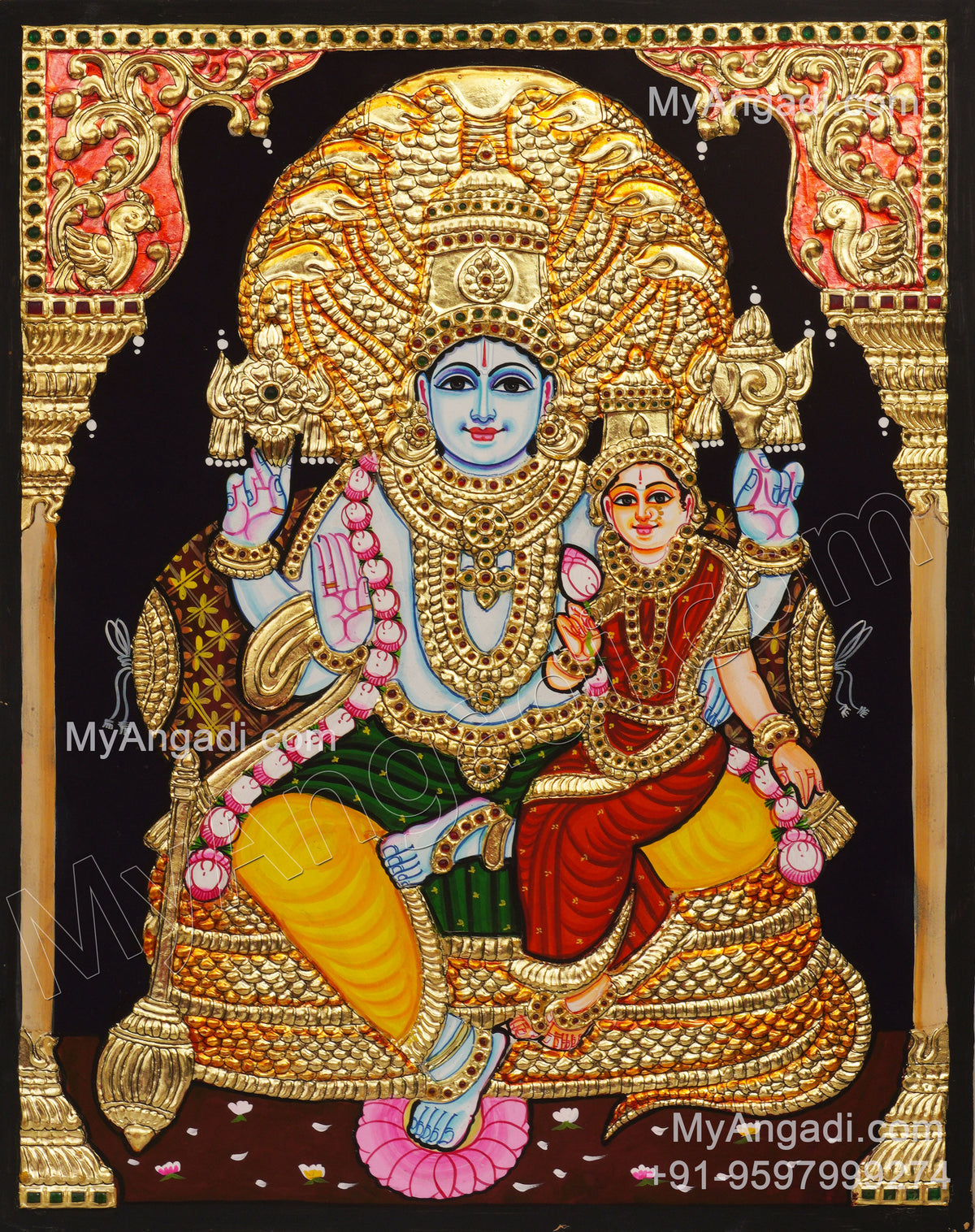 Perumal and Lakshmi Devi Tanjore Painting