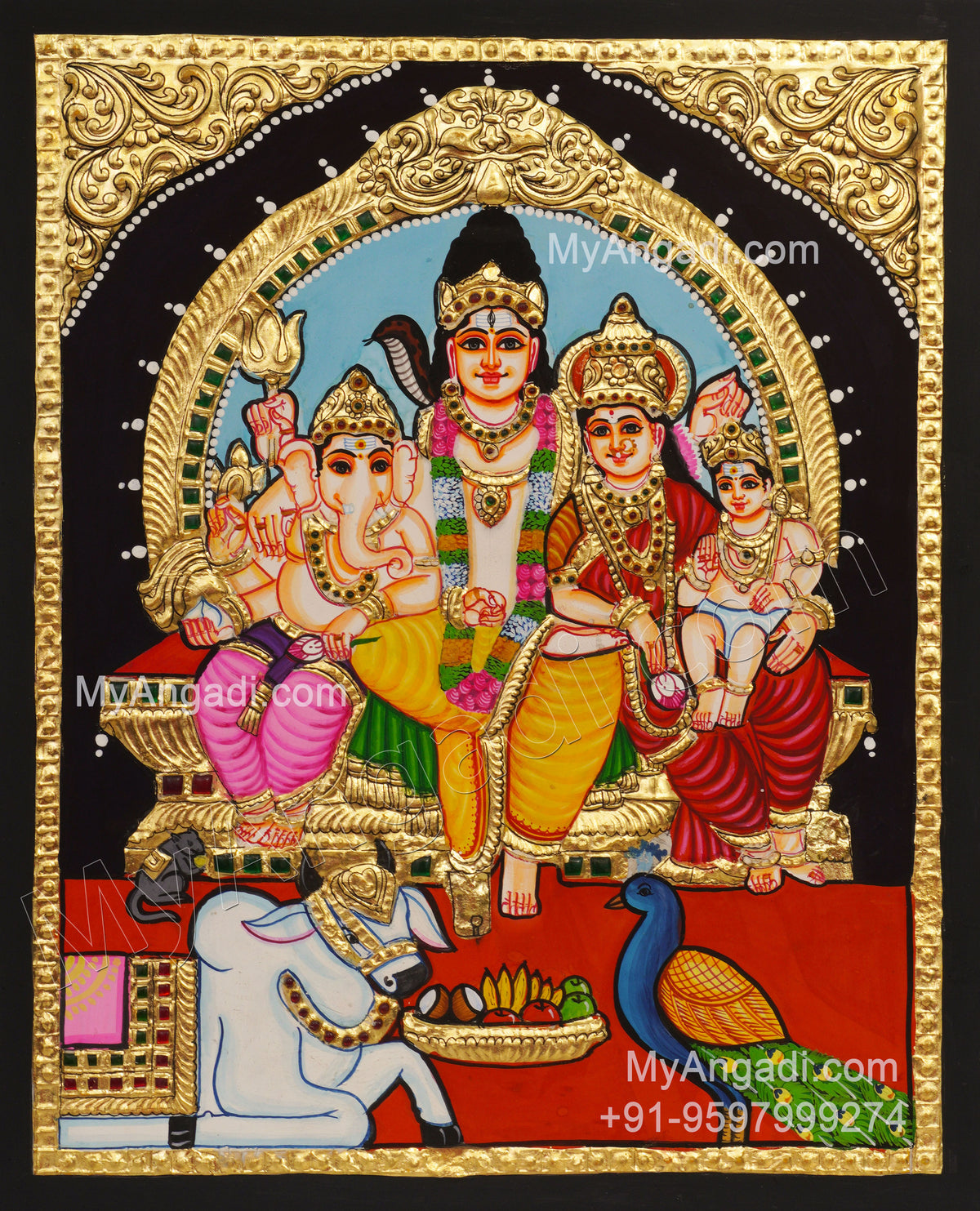 Shiva Parivar Tanjore Painting