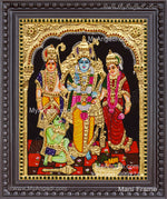Ram Darbar - Ram with Sita, Hanuman, Lakshmanan Bharathan and Shatrughna Tanjore Painting