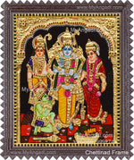 Ram Darbar - Ram with Sita, Hanuman, Lakshmanan Bharathan and Shatrughna Tanjore Painting