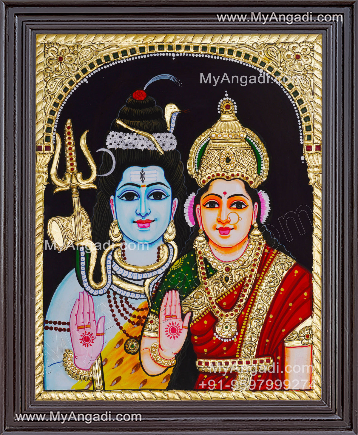Shivan Parvathi Tanjore Painting