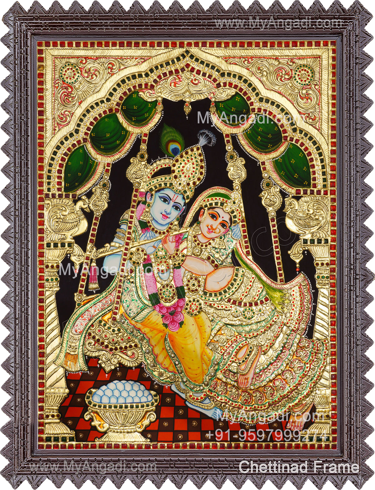 Jhula Radha Krishna Tanjore Painting