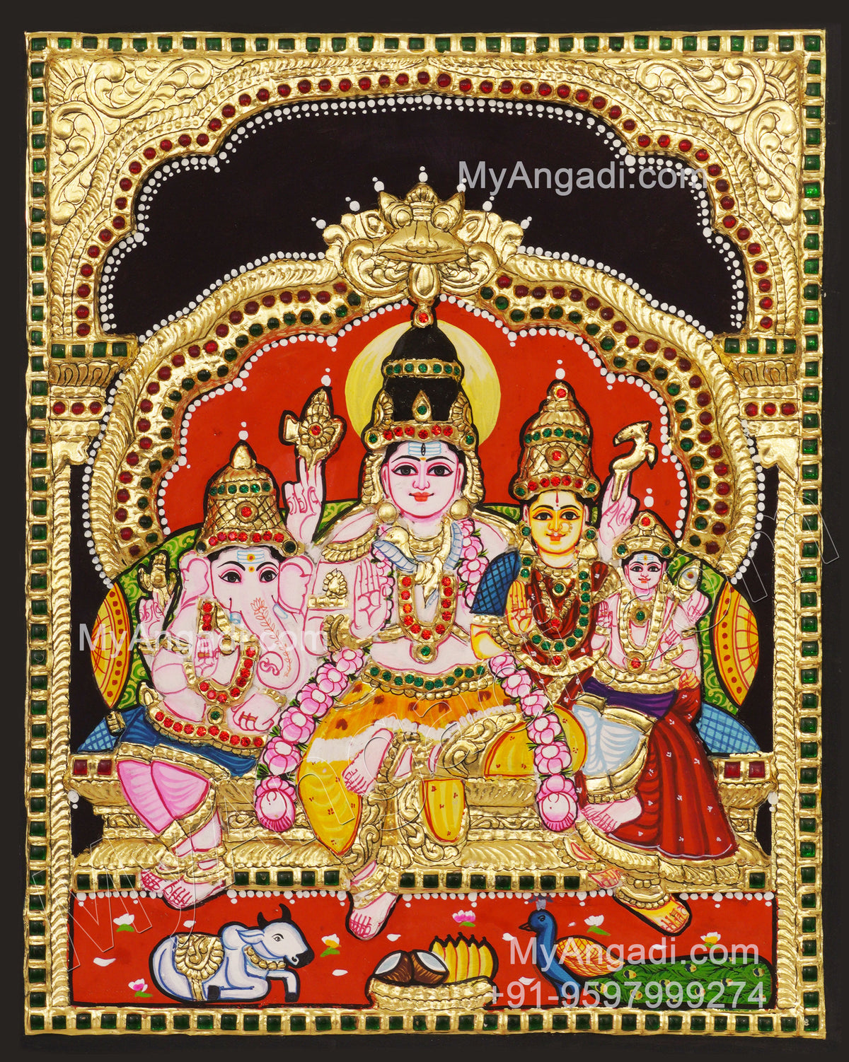 Shivan Parivar Super Emboss Tanjore Painting