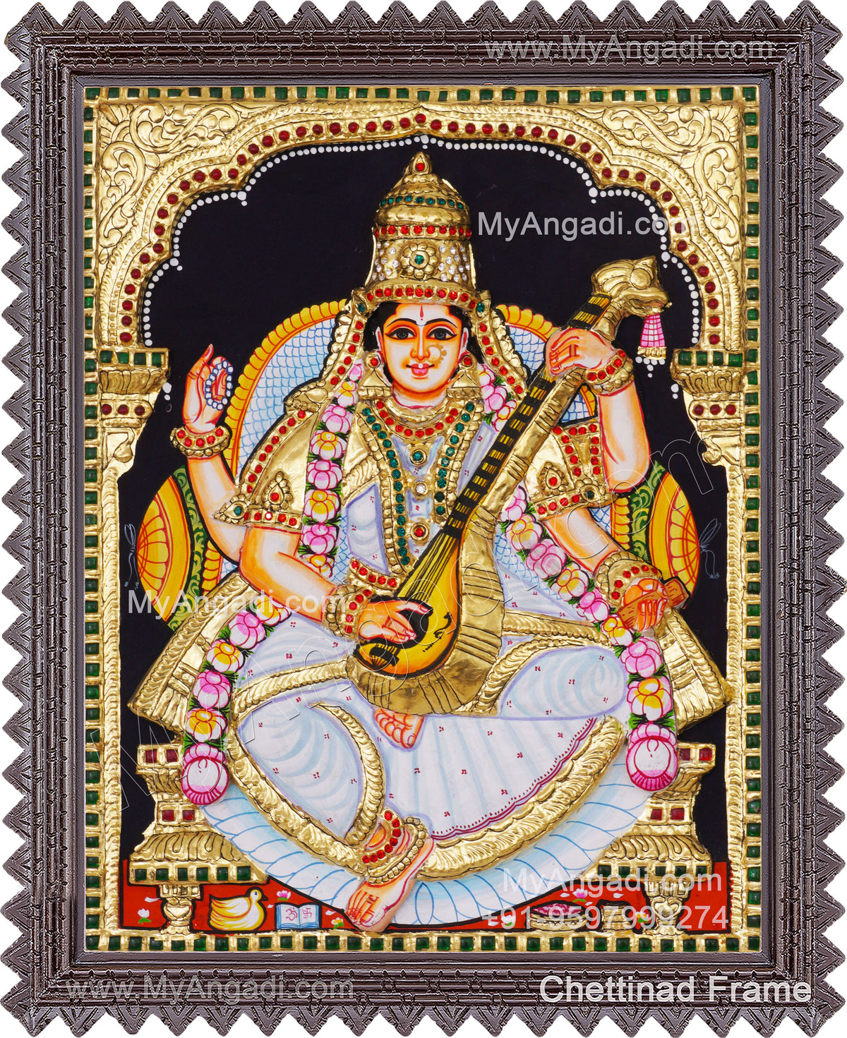 Saraswathi3D Tanjore Painting
