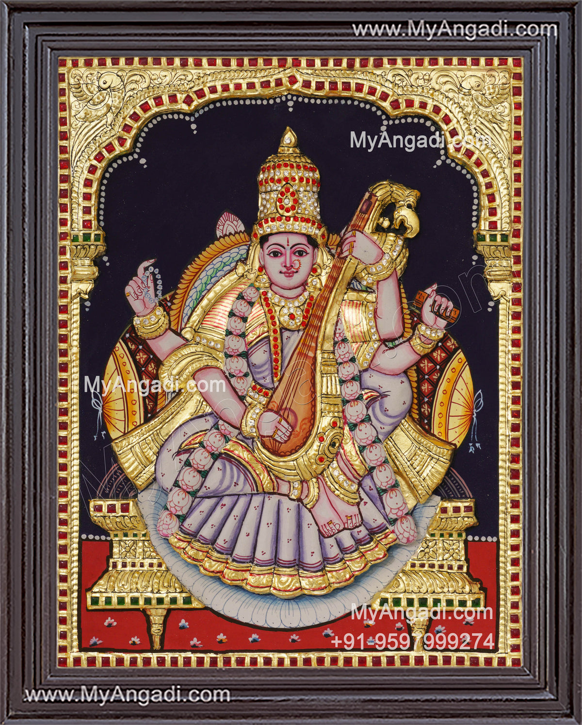 Saraswathi3D Tanjore Painting