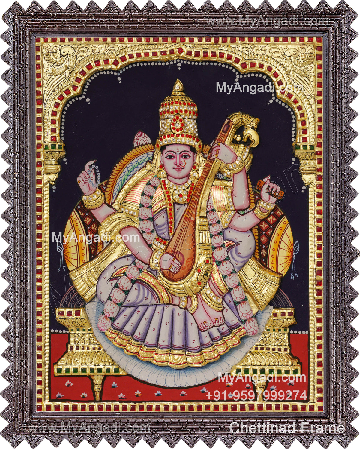 Saraswathi3D Tanjore Painting