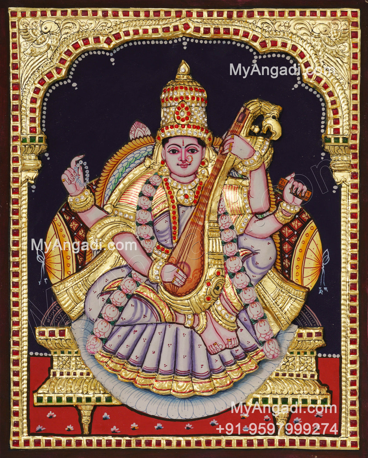 Saraswathi3D Tanjore Painting