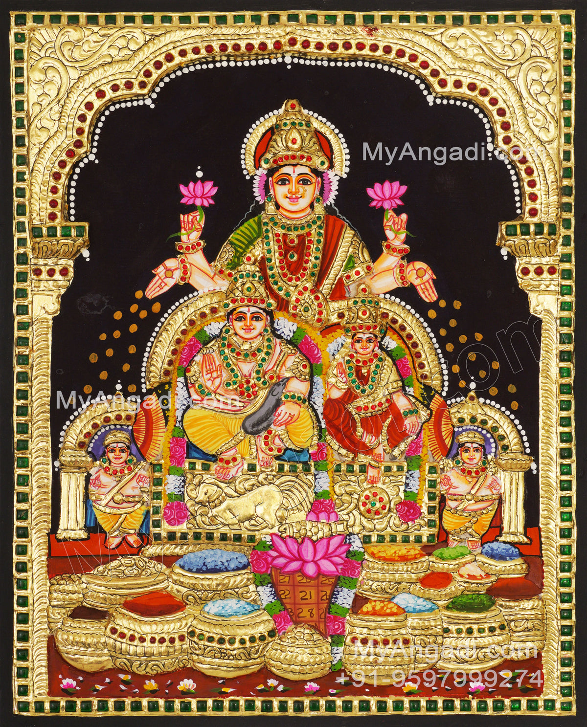 Kubera Lakshmi 3D Tanjore Painting