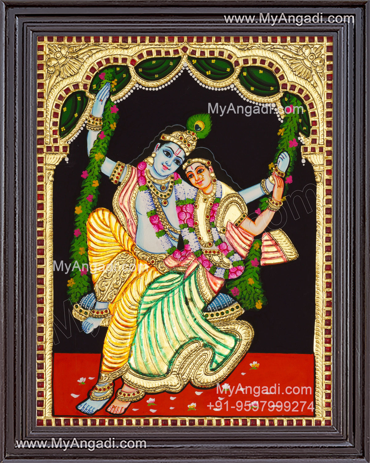 Jhula Radha Krishna Tanjore Painting