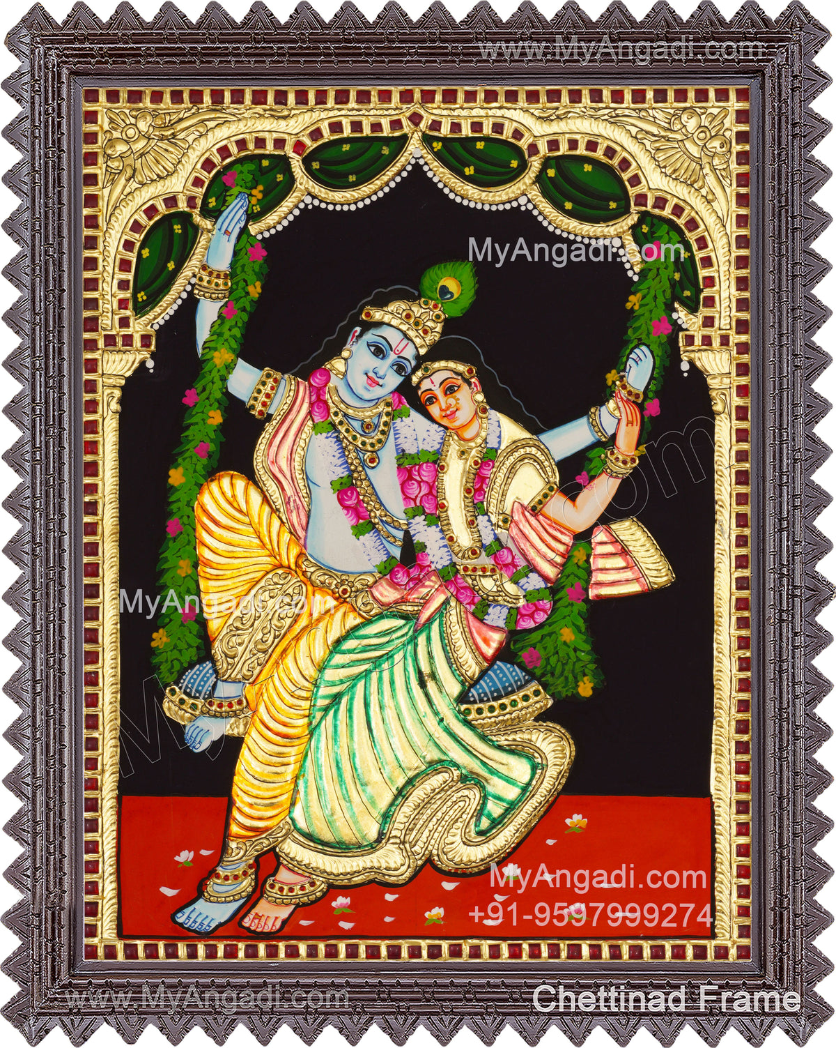 Jhula Radha Krishna Tanjore Painting