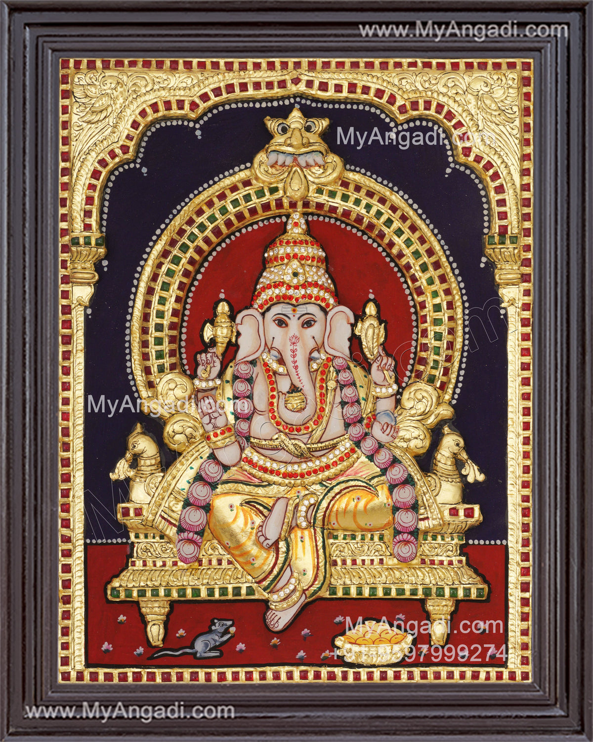 Pillaiayar 3d Embossed Tanjore Painting
