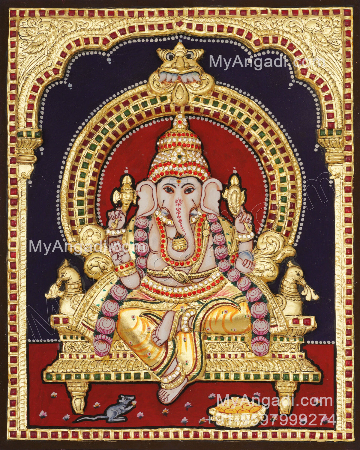 Pillaiayar 3d Embossed Tanjore Painting