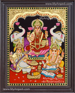 Ganesha Lakshmi Saraswathi Tanjore Painting