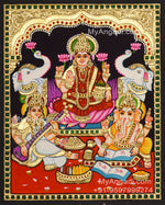 Ganesha Lakshmi Saraswathi Tanjore Painting
