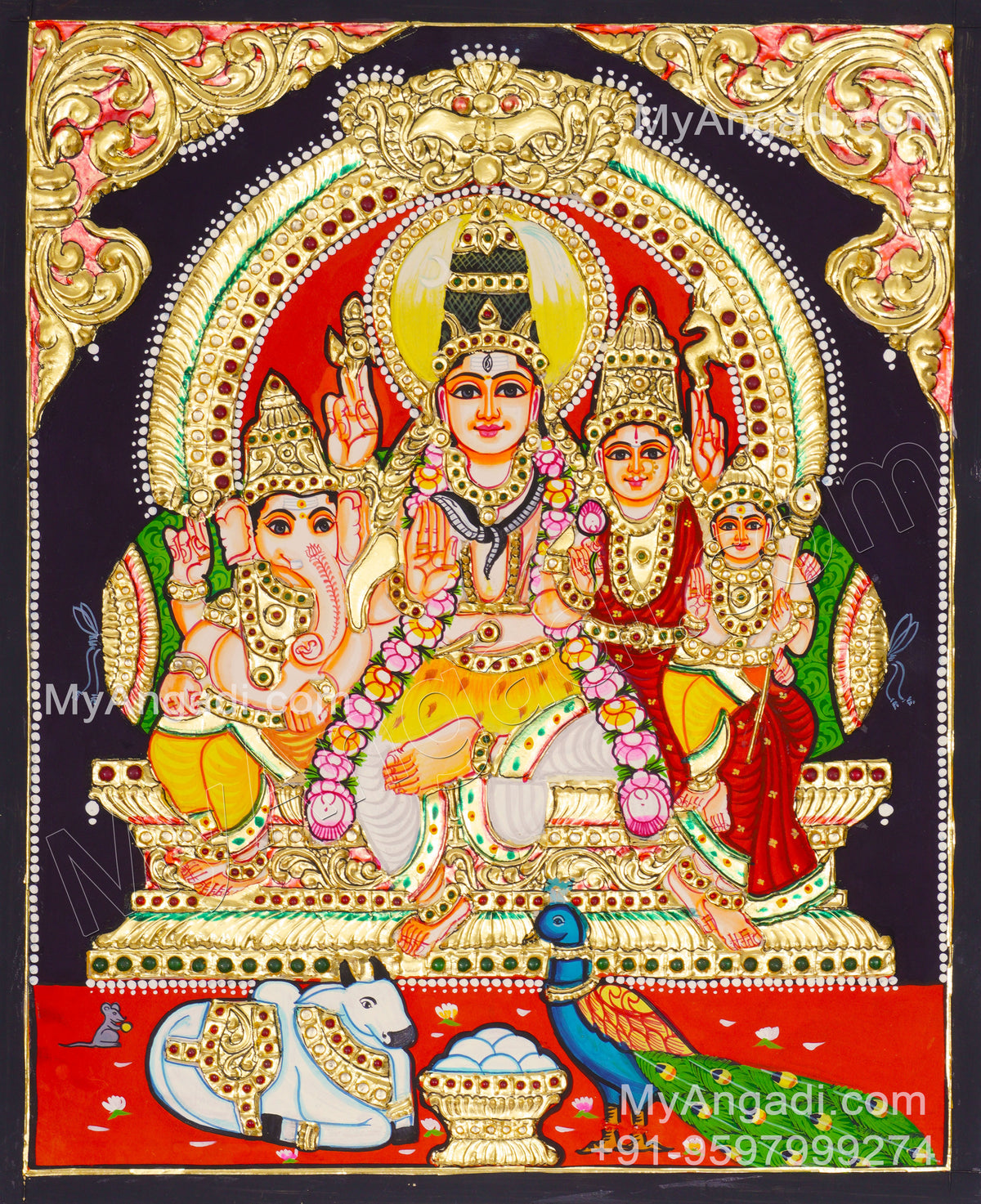 Shivan Family Tanjore Painting