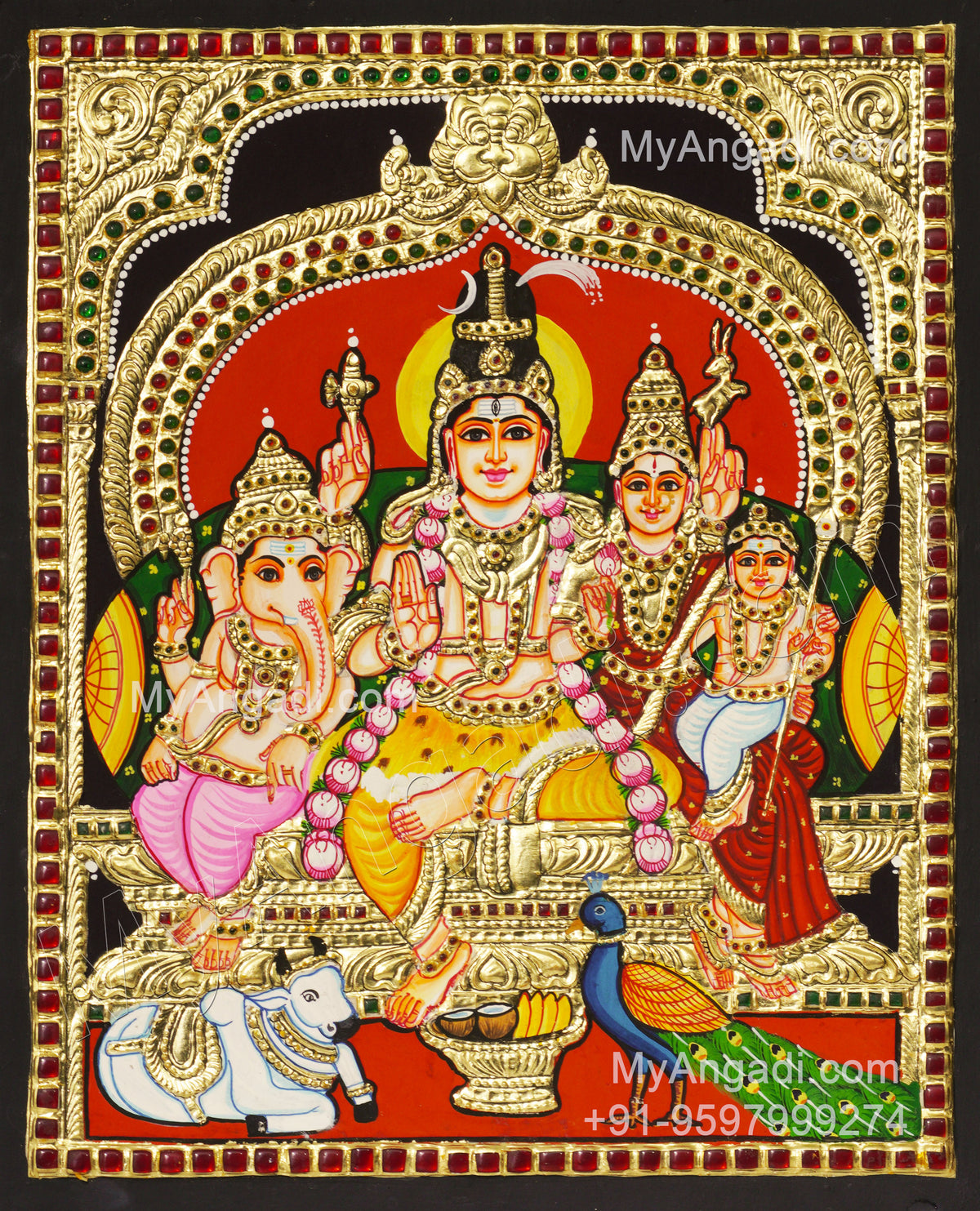 Shivan Family Tanjore Painting