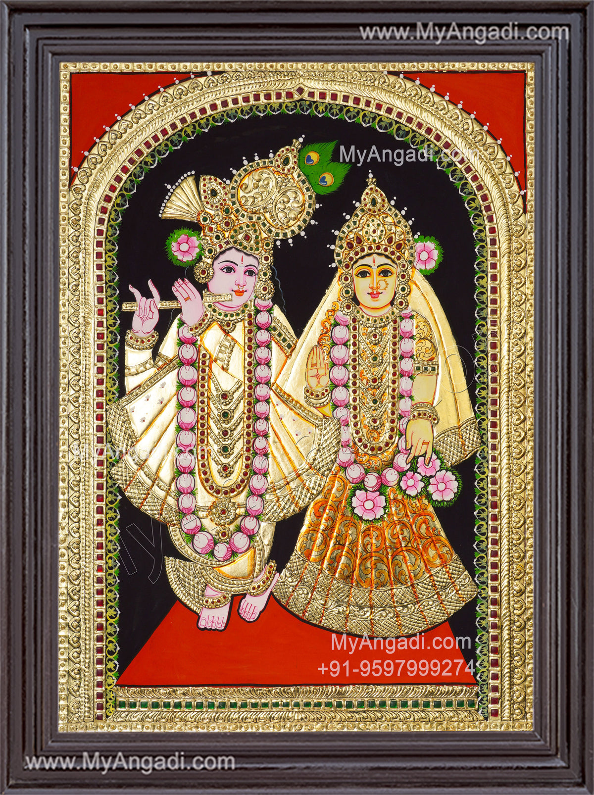 Krishna Radha Tanjore Painting, Radha Krishna Tanjore Painting