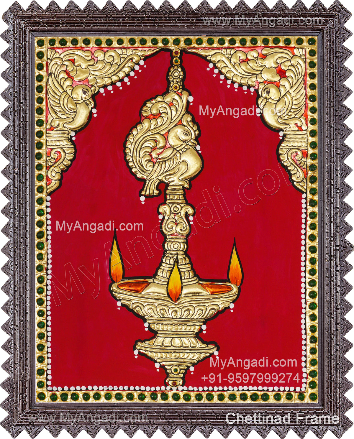 Vilakku Lamp Tanjore Painting