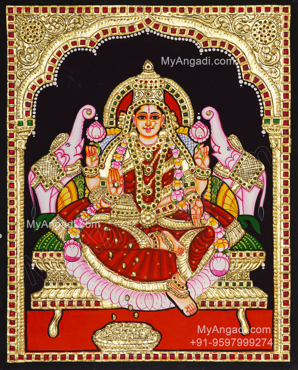 Gajalakshmi Tanjore Painting