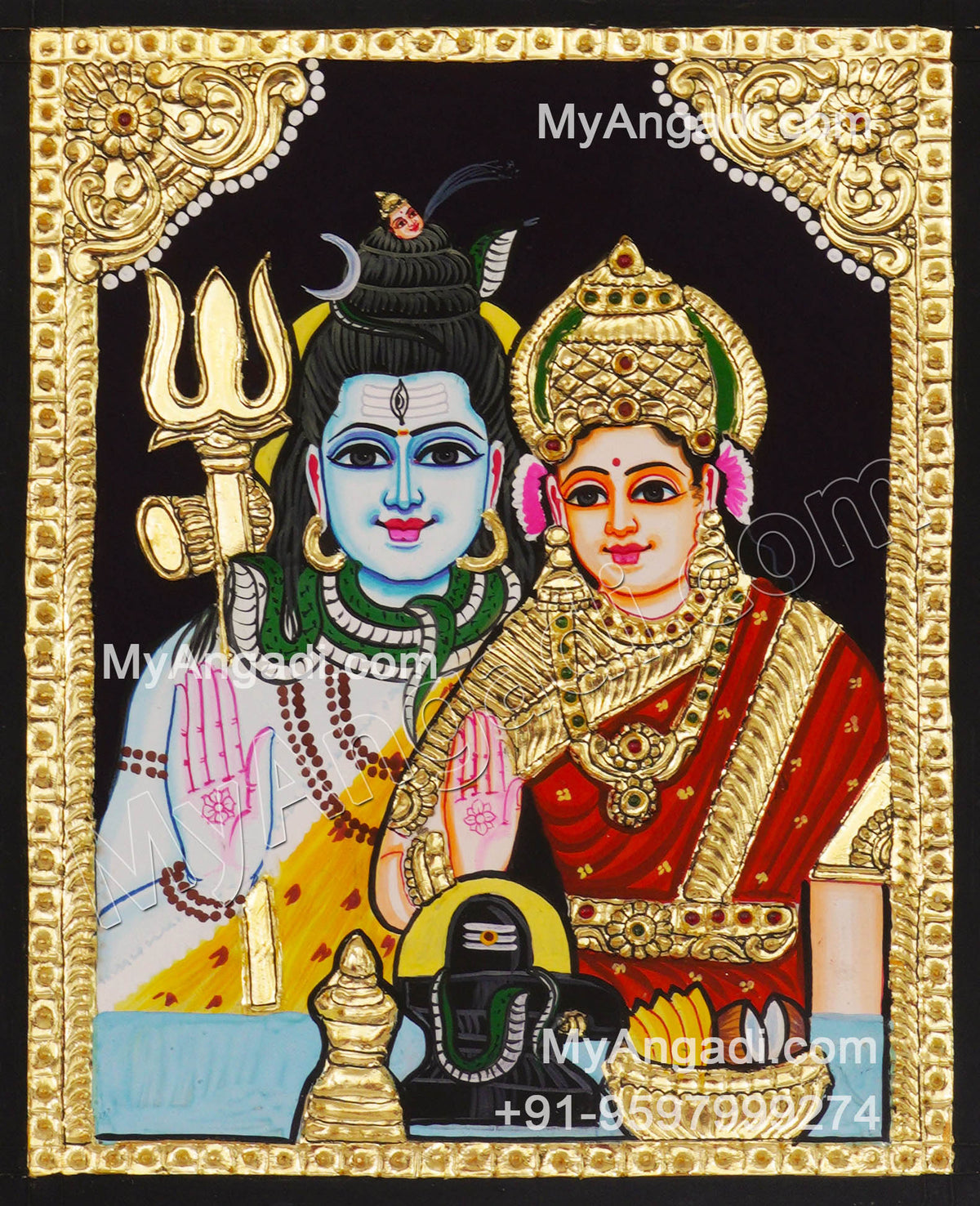 Shivan Parvathi Tanjore Painting
