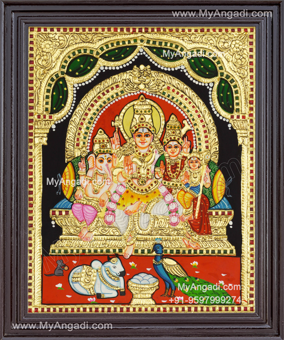 Shiva Family Tanjore Painting - Shiva Parivar