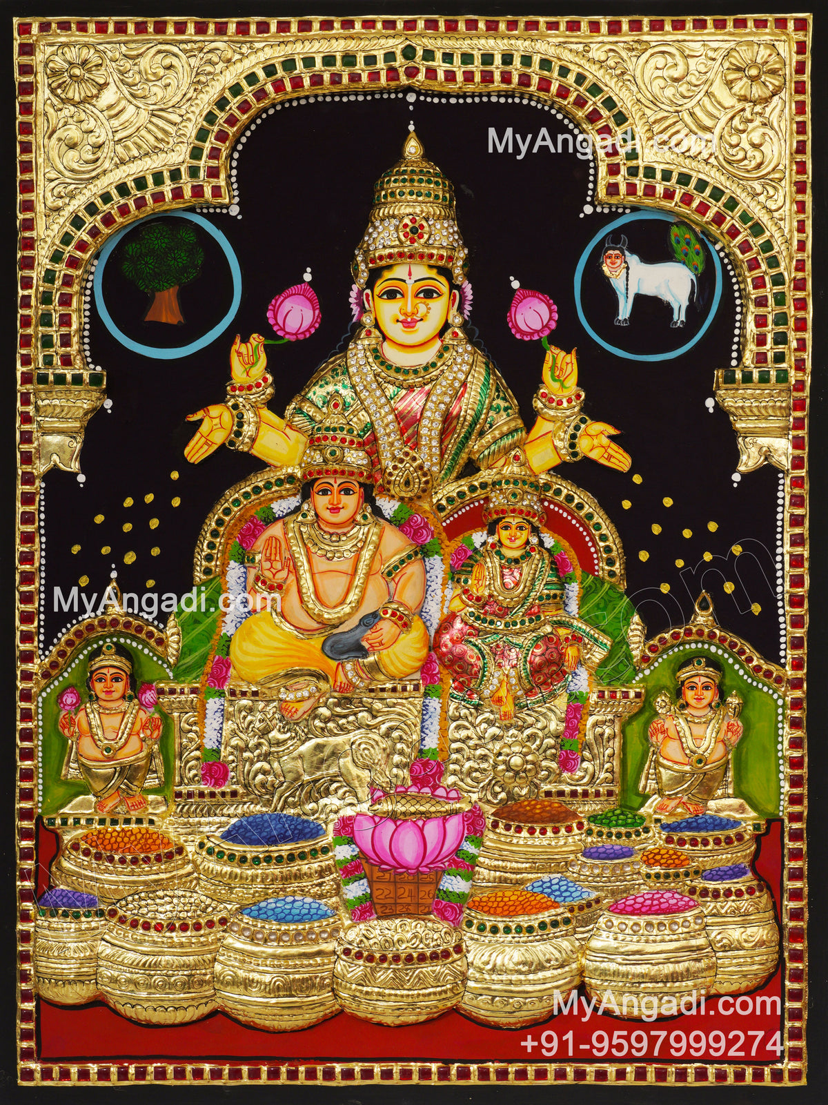 Kuber Lakshmi 2d Tanjore Painting