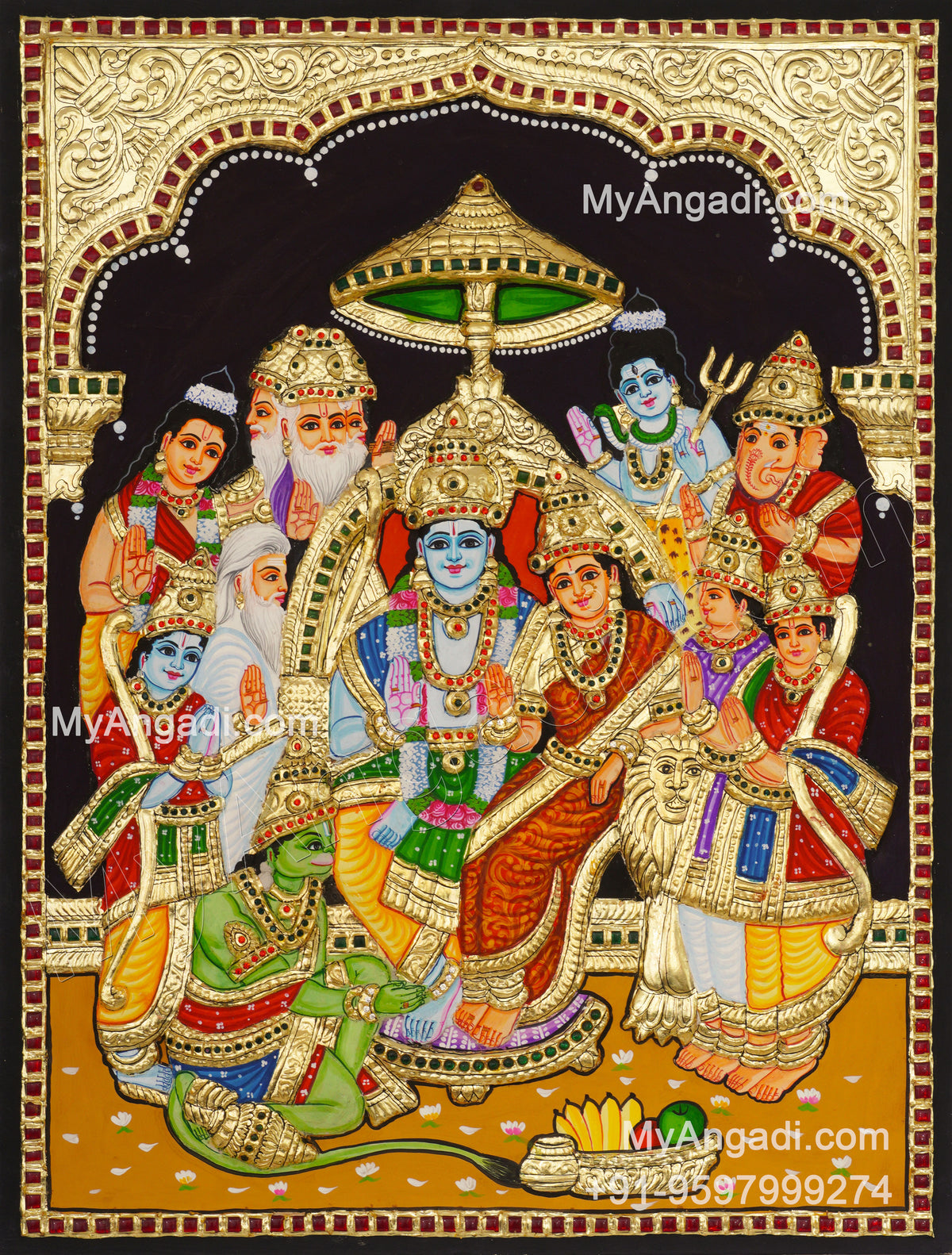 Ramar Pattabhishekam 2D Tanjore Painting