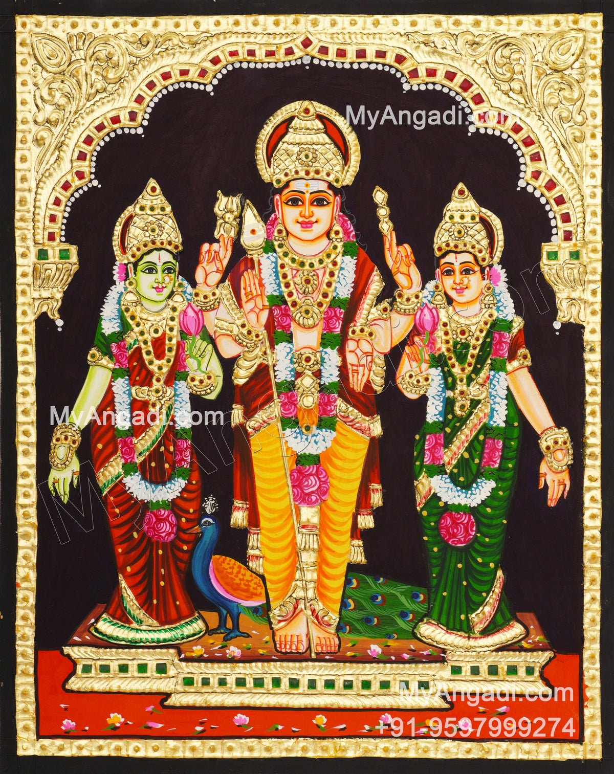 Valli Deivanai Murugan Tanjore Painting