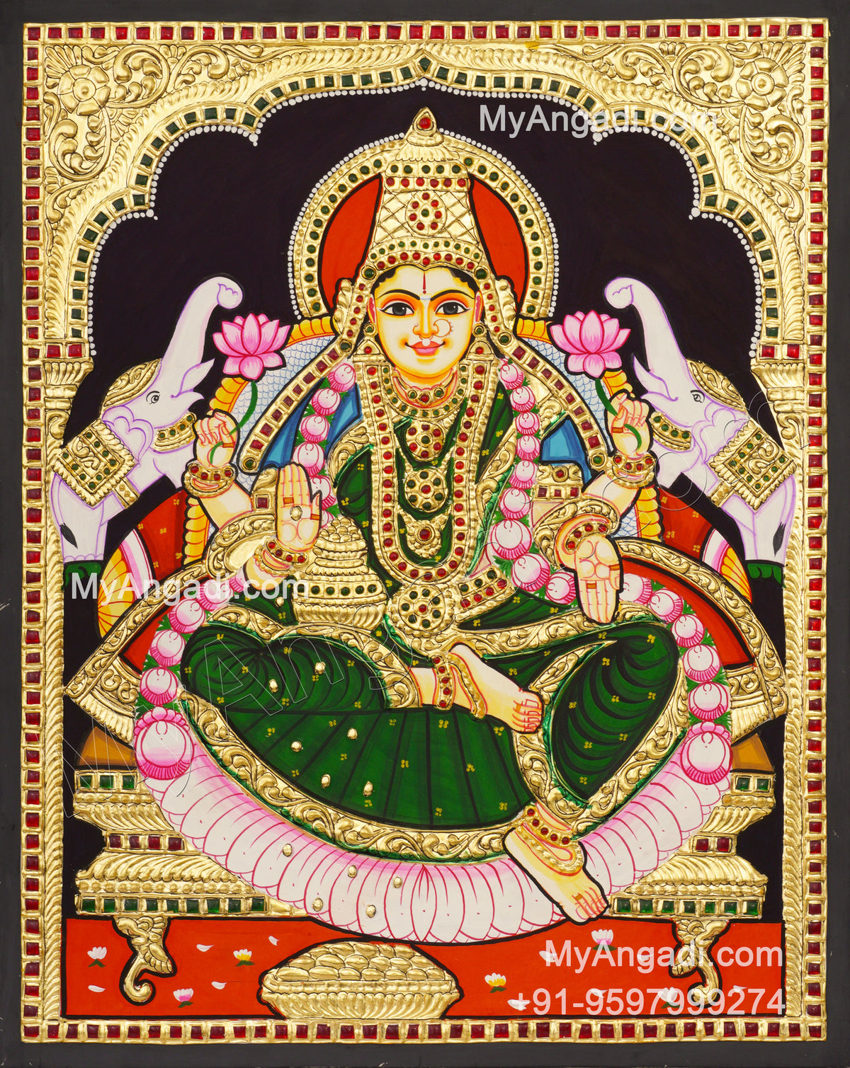 Gajalakshmi Tanjore Painting