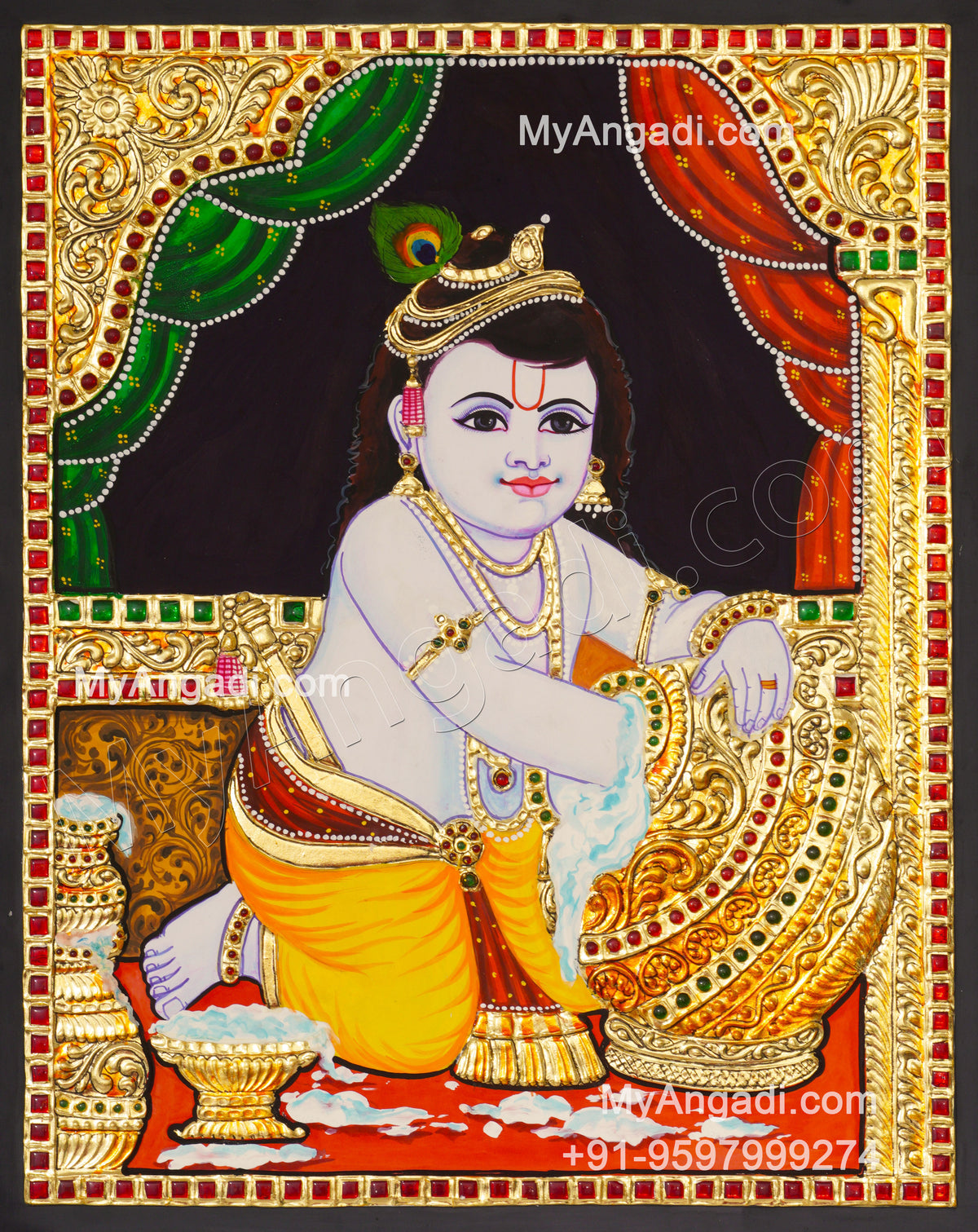 Butter Krishna Tanjore Painting
