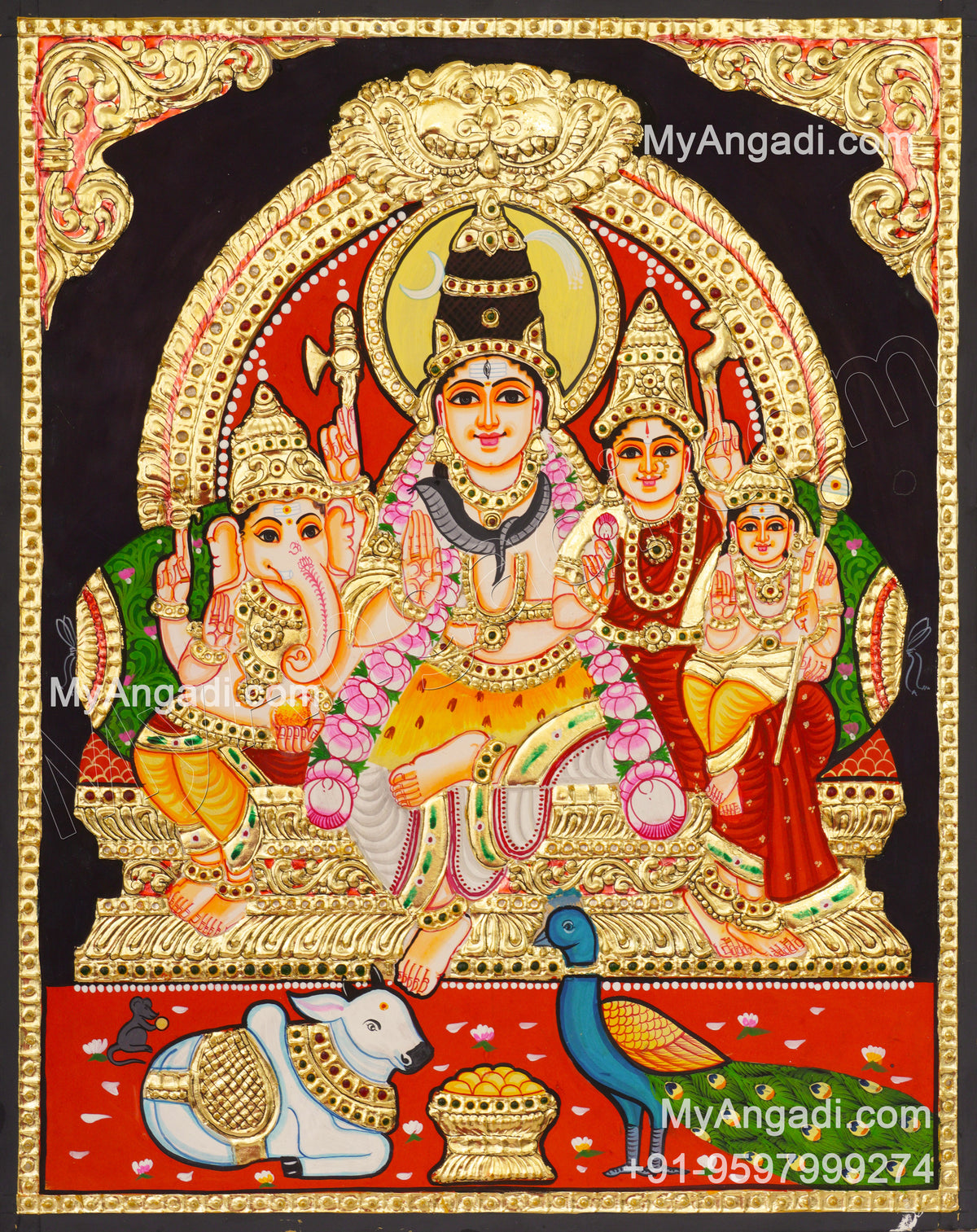 Shivan Family Tanjore Painting