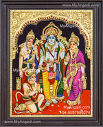 Ram Darbar - Ram with Sita, Hanuman, Lakshmanan Bharathan and Shatrughna Tanjore Painting