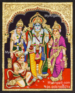 Ram Darbar - Ram with Sita, Hanuman, Lakshmanan Bharathan and Shatrughna Tanjore Painting