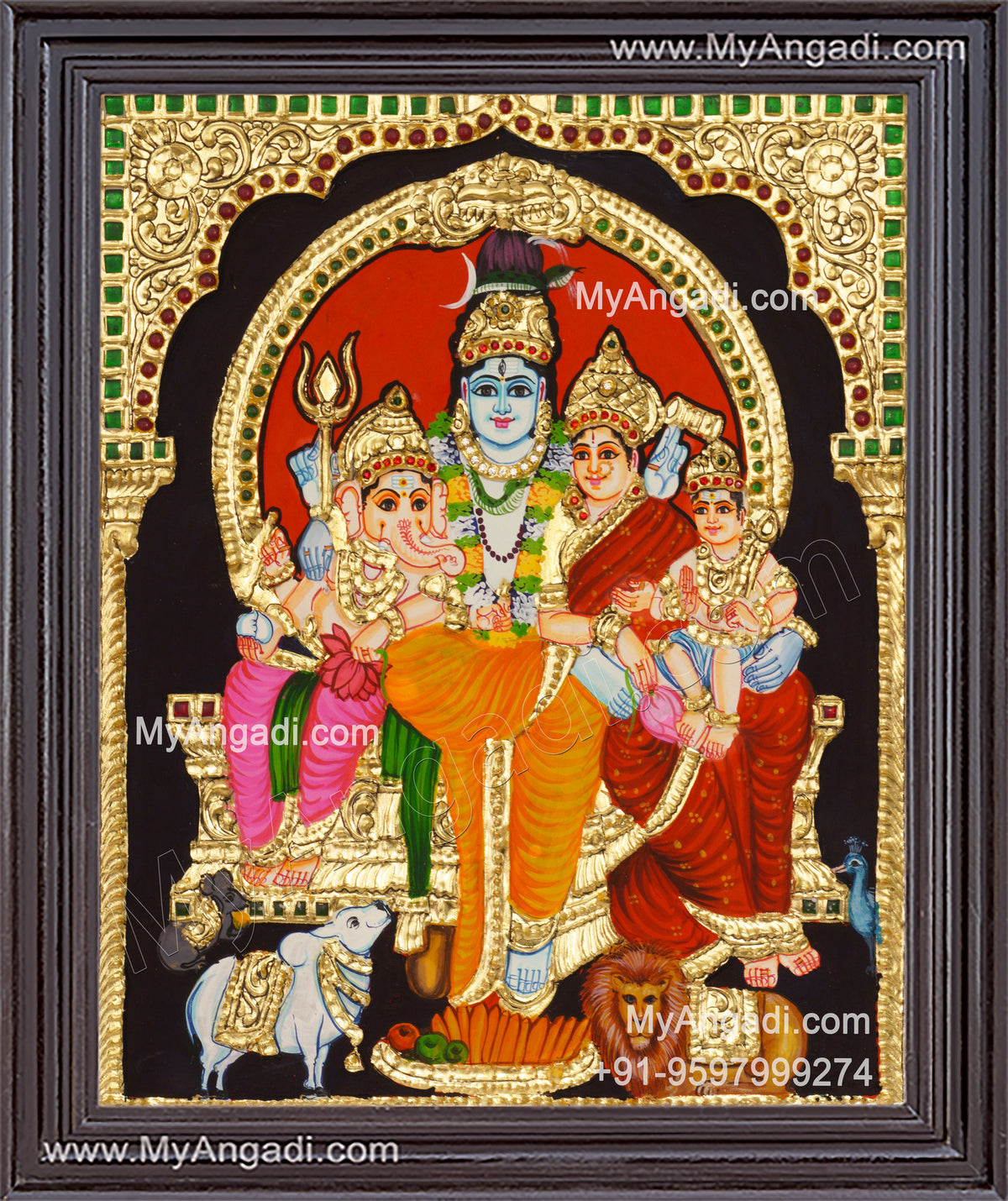 Shivan Family Tanjore Painting