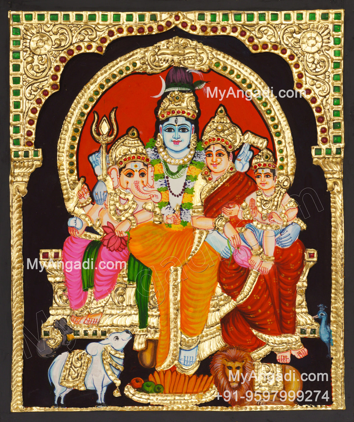 Shivan Family Tanjore Painting