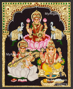 Lakshmi Saraswati Ganesha Tanjore Painting