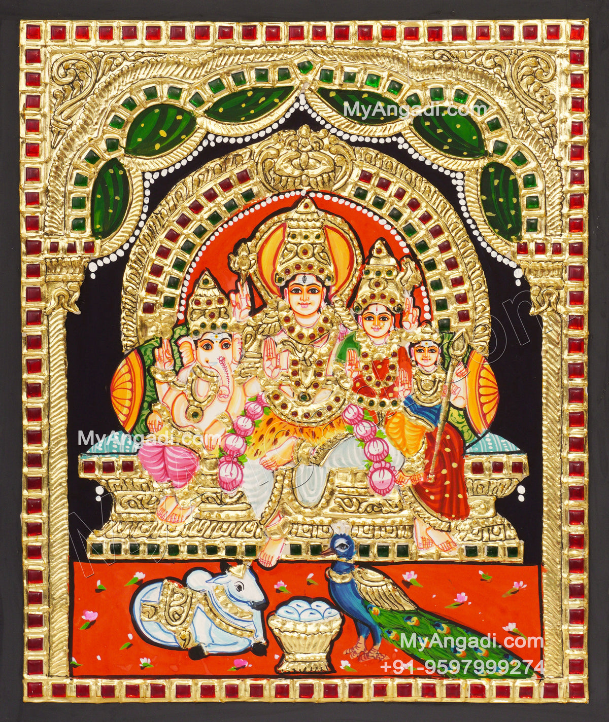 Shiva Family Tanjore Painting - Shiva Parivar