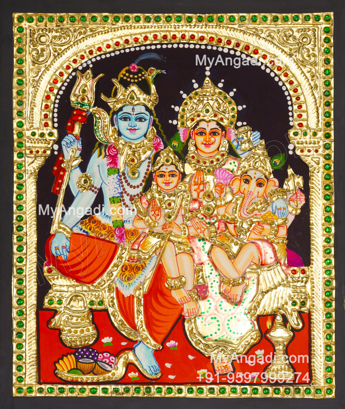 Shivan Family Tanjore Painting
