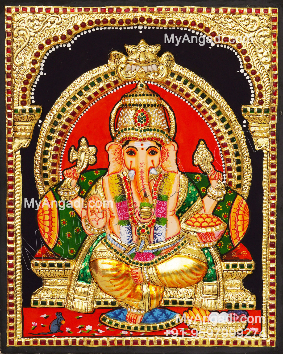 Ganesha 3D Tanjore Painting
