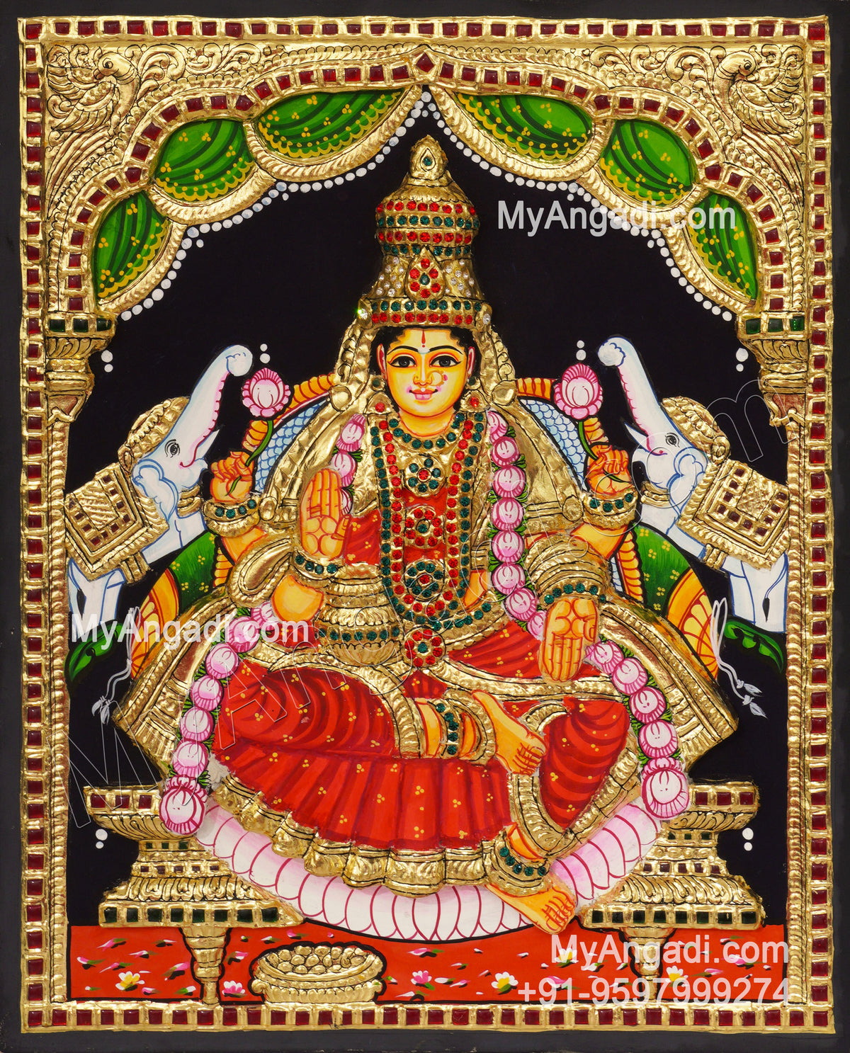 Gajalakshmi 3d Tanjore Painting