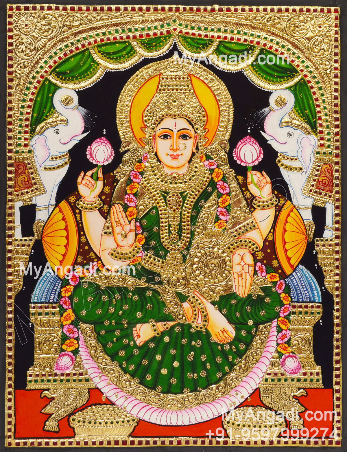 Gajalakshmi Tanjore Painting