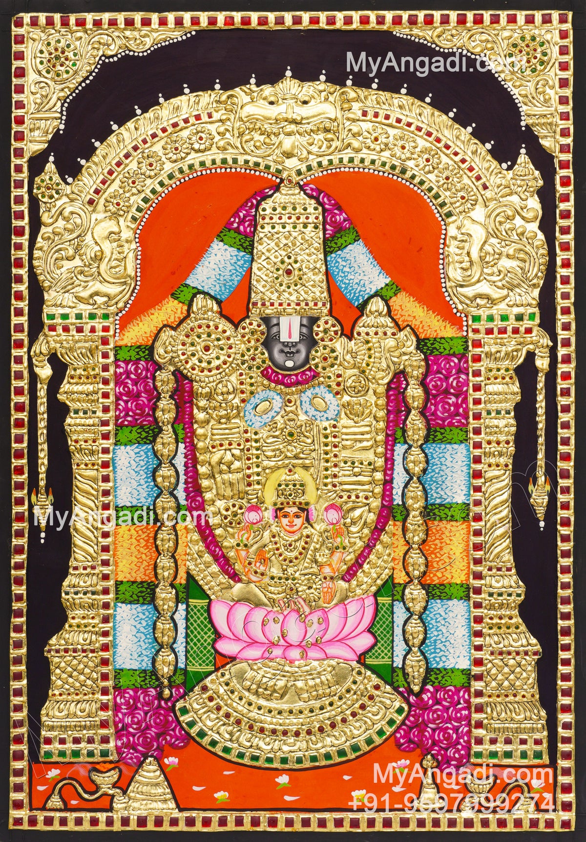 Balaji with Lakshmi Tanjore Painting