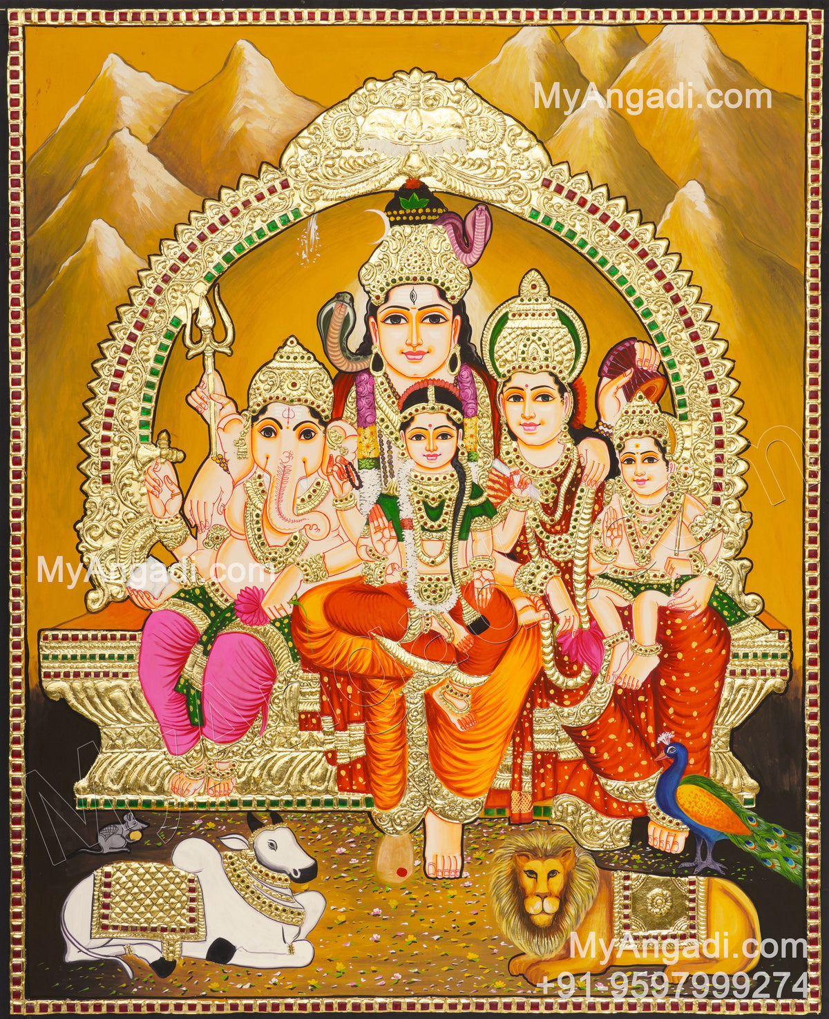 Shivan Family Tanjore Painting