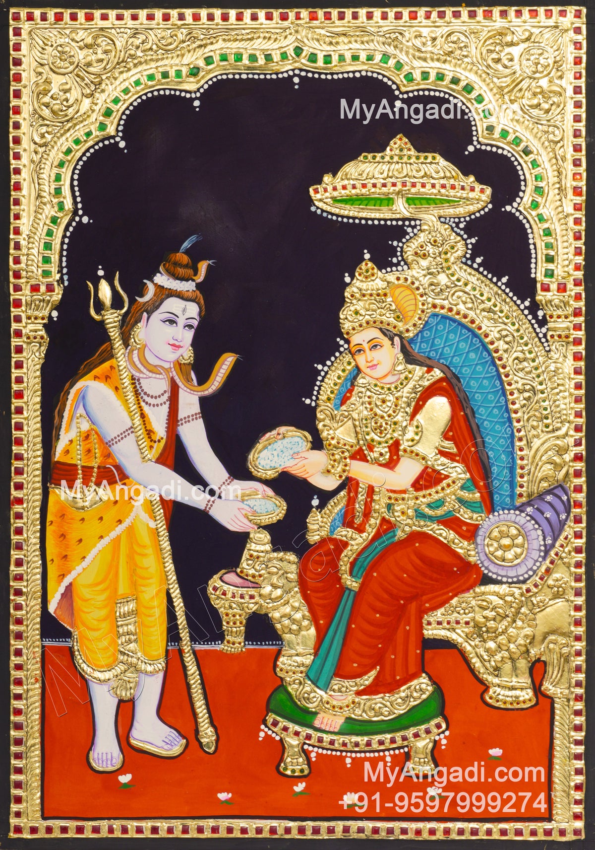 Shivan Annapuraneshwari Tanjore Painting
